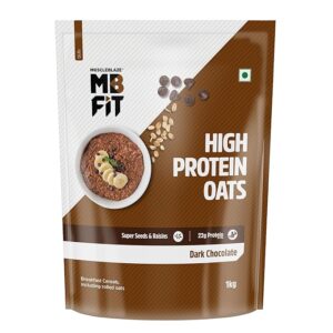 MuscleBlaze Fit High Protein Oats (Dark Chocolate, 1kg) | 22g Protein | Breakfast Cereals for Weight Management